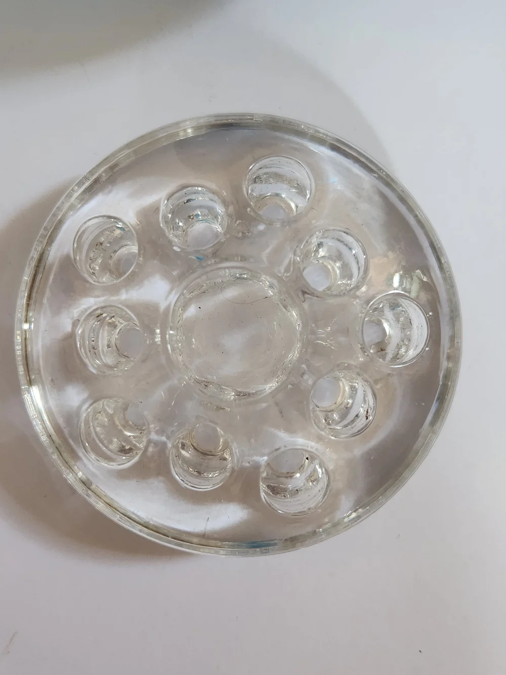 VIKING Glass Bluenique FLOWERLITE Vase/Candle Holder w/Original Flower Frog MCM